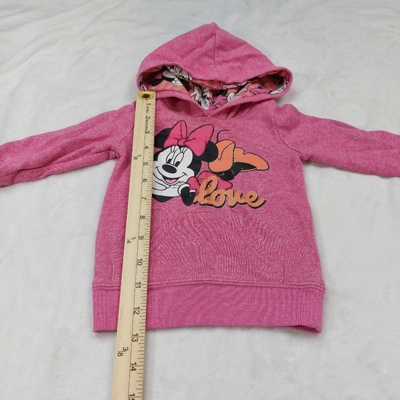 DISNEY MINNIE MOUSE LOVE INFANT PINK PULLOVER COTTON BLEND HOODIE SIZE 12 MONTHS - Picture 3 of 7
